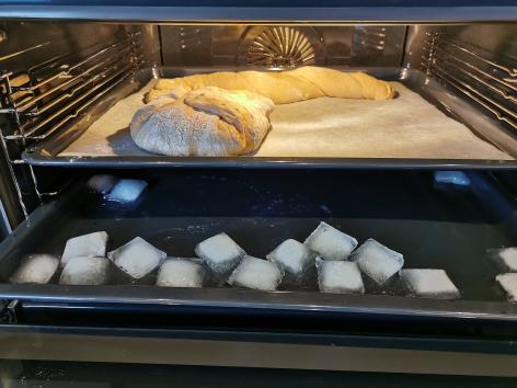 Dampf durch Eiswürfel